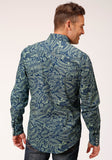 Roper Mens Long Sleeve Snap Lucky Tropical Print Western Shirt - Roper