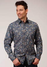 Roper Mens Long Sleeve Snap River Paisley Print Western Shirt - Roper - Flyclothing LLC