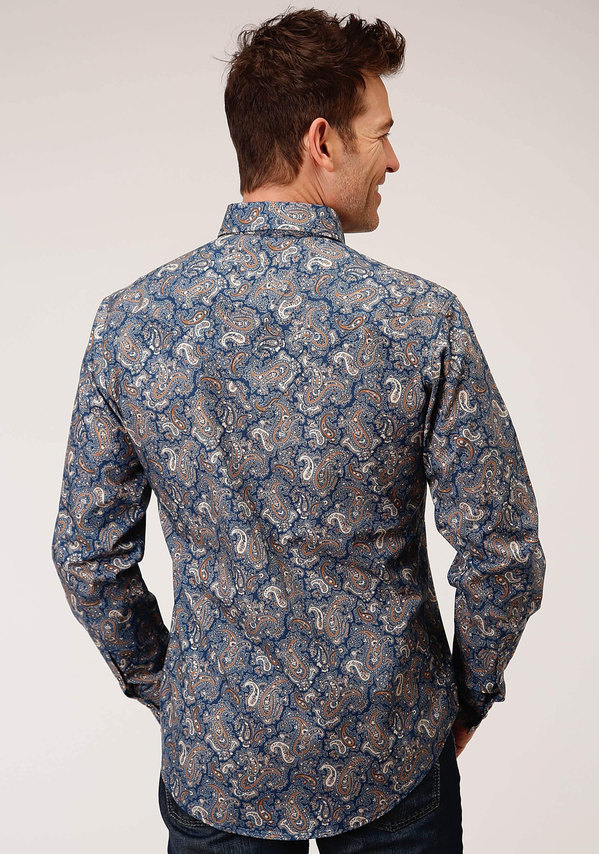 Roper Mens Long Sleeve Snap River Paisley Print Western Shirt - Roper - Flyclothing LLC