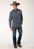 Roper Mens Long Sleeve Snap Midnight Geo Western Shirt - Roper