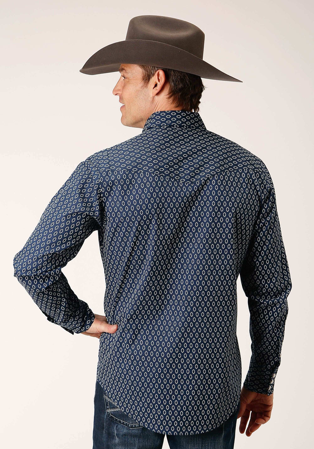 Roper Mens Long Sleeve Snap Midnight Geo Western Shirt - Roper - Flyclothing LLC