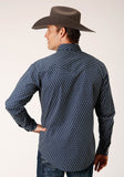 Roper Mens Long Sleeve Snap Midnight Geo Western Shirt - Roper