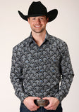 Roper Mens Long Sleeve Snap Starry Night Paisley Western Shirt - Roper