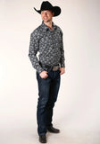 Roper Mens Long Sleeve Snap Starry Night Paisley Western Shirt - Roper