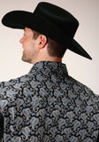 Roper Mens Long Sleeve Snap Starry Night Paisley Western Shirt - Roper