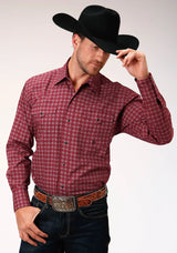 Roper Mens Red And White Foulard Print Long Sleeve Snap Western Shirt - Roper - Flyclothing LLC