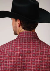 Roper Mens Red And White Foulard Print Long Sleeve Snap Western Shirt - Roper - Flyclothing LLC