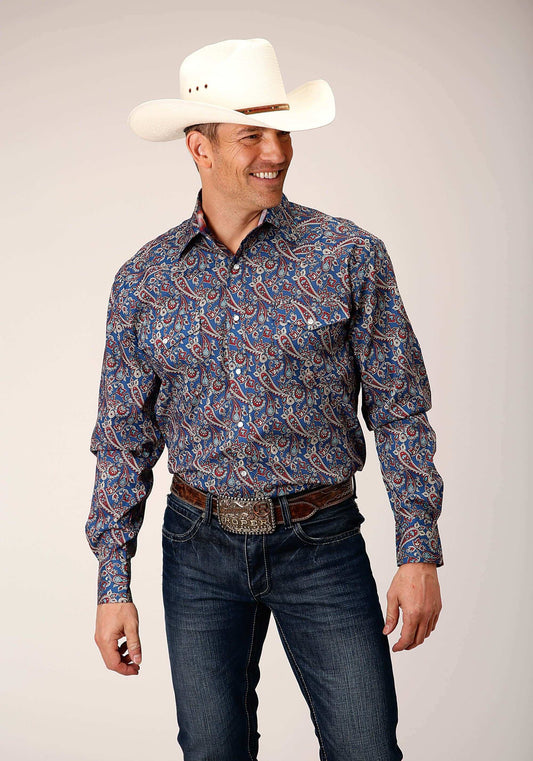 Roper Mens Long Sleeve Snap Independence Foulard Western Shirt - Roper - Flyclothing LLC