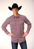 Roper Mens Long Sleeve Snap Red Diamond Foulard Western Shirt - Roper