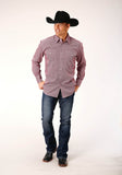 Roper Mens Long Sleeve Snap Red Diamond Foulard Western Shirt - Roper