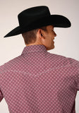 Roper Mens Long Sleeve Snap Red Diamond Foulard Western Shirt - Roper