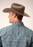 Roper Mens Long Sleeve Snap Peacock Paisley Western Shirt - Roper