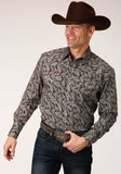 Roper Mens Long Sleeve Snap Pine Paisley Western Shirt - Roper