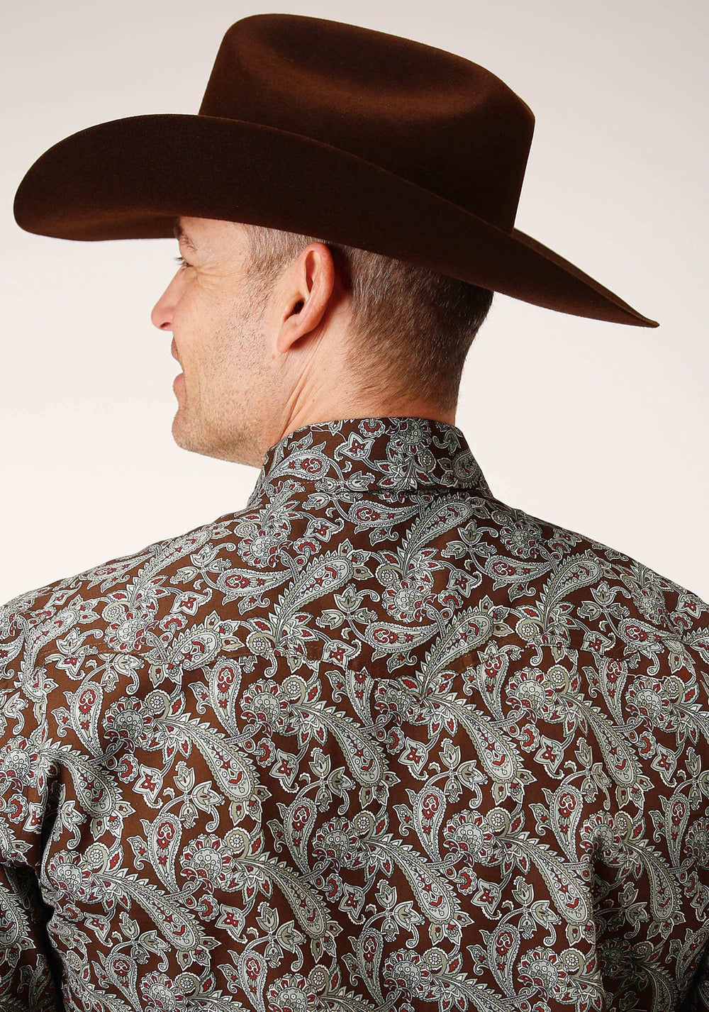 Roper Mens Long Sleeve Snap Pine Paisley Western Shirt - Roper - Flyclothing LLC