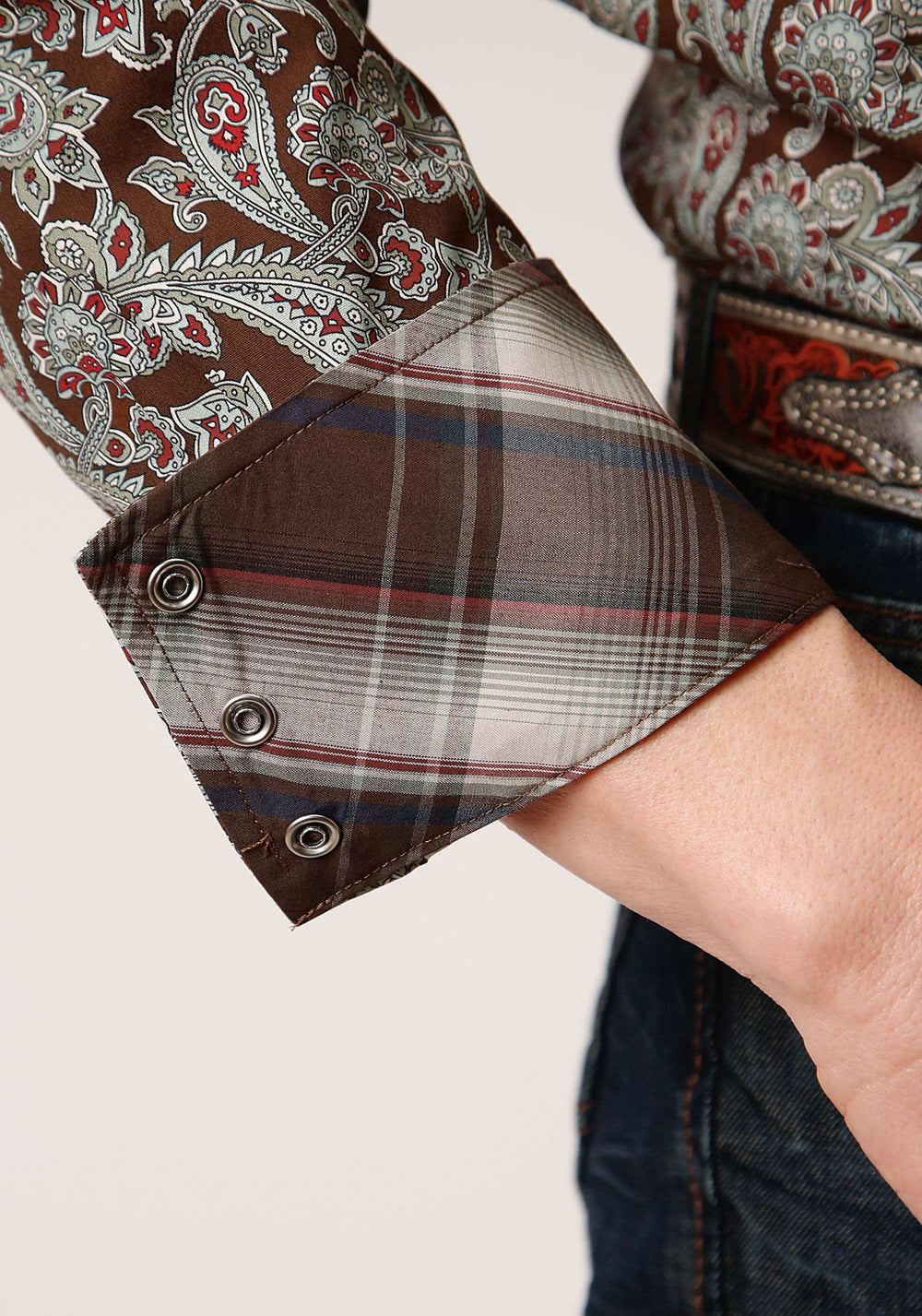 Roper Mens Long Sleeve Snap Pine Paisley Western Shirt - Roper - Flyclothing LLC