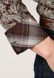 Roper Mens Long Sleeve Snap Pine Paisley Western Shirt - Roper