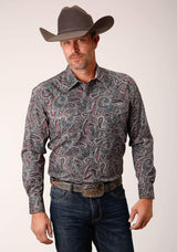 Roper Mens Long Sleeve Snap Old Time Paisley Western Shirt - Roper - Flyclothing LLC