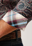 Roper Mens Long Sleeve Snap Old Time Paisley Western Shirt - Roper