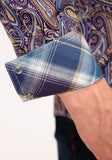 Roper Mens Long Sleeve Snap Royal Paisley Western Shirt - Roper