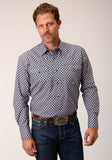 Roper Mens Long Sleeve Snap Tile Pattern Foulard Western Shirt - Roper