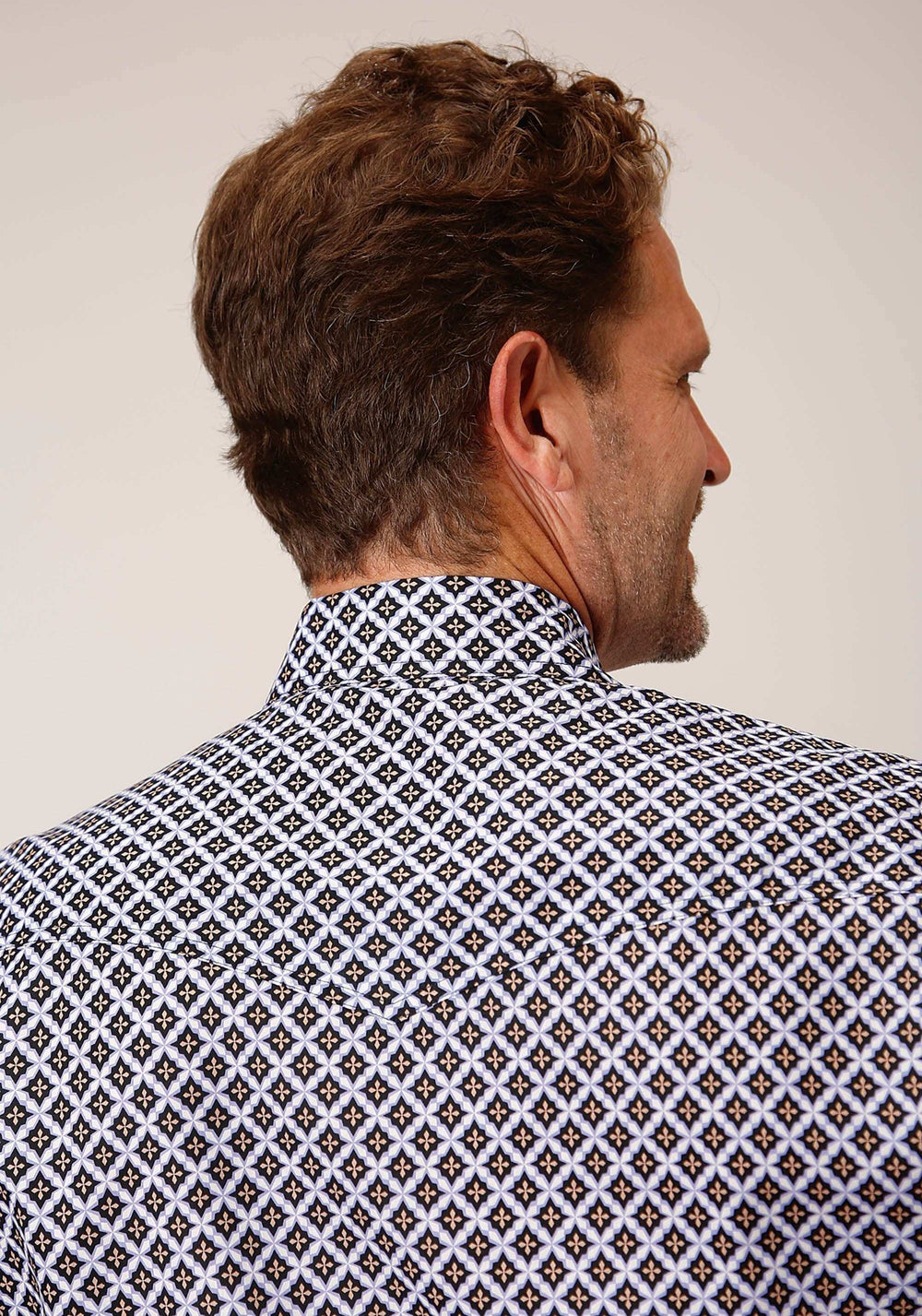 Roper Mens Long Sleeve Snap Tile Pattern Foulard Western Shirt - Roper - Flyclothing LLC