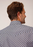 Roper Mens Long Sleeve Snap Tile Pattern Foulard Western Shirt - Roper