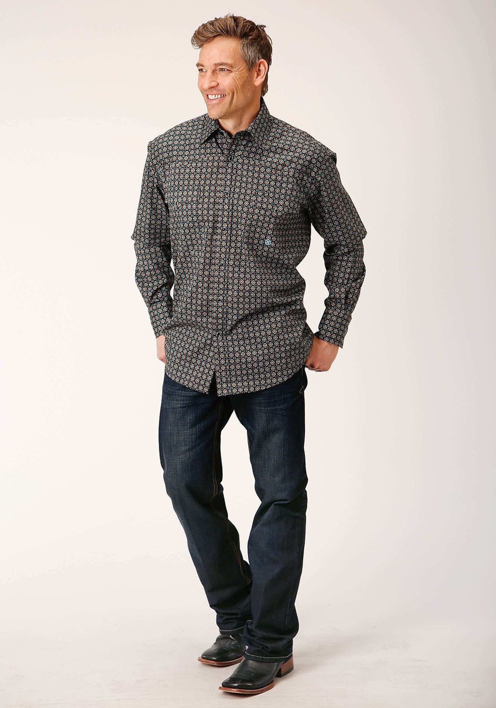 Roper Mens Long Sleeve Snap Wild West Foulard Western Shirt - Roper - Flyclothing LLC