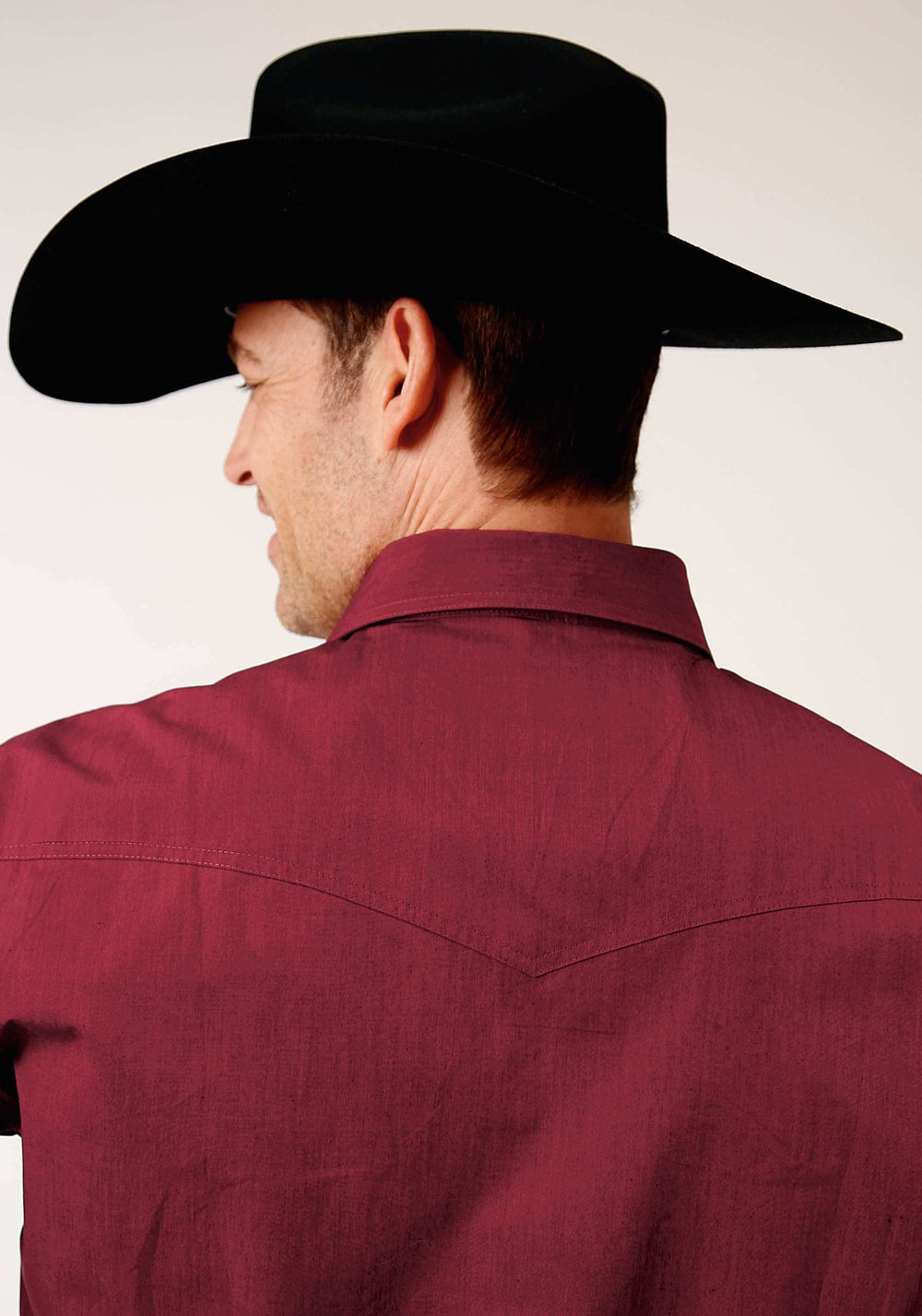 Roper Mens Long Sleeve Snap Black Fill Solid Red Western Shirt - Roper - Flyclothing LLC