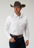 Roper Mens White Solid Long Sleeve Western Snap Shirt - Roper