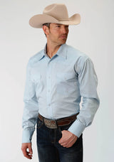 Roper Mens Blue Solid Long Sleeve Western Snap Shirt - Roper - Flyclothing LLC