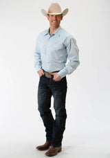 Roper Mens Blue Solid Long Sleeve Western Snap Shirt - Roper - Flyclothing LLC