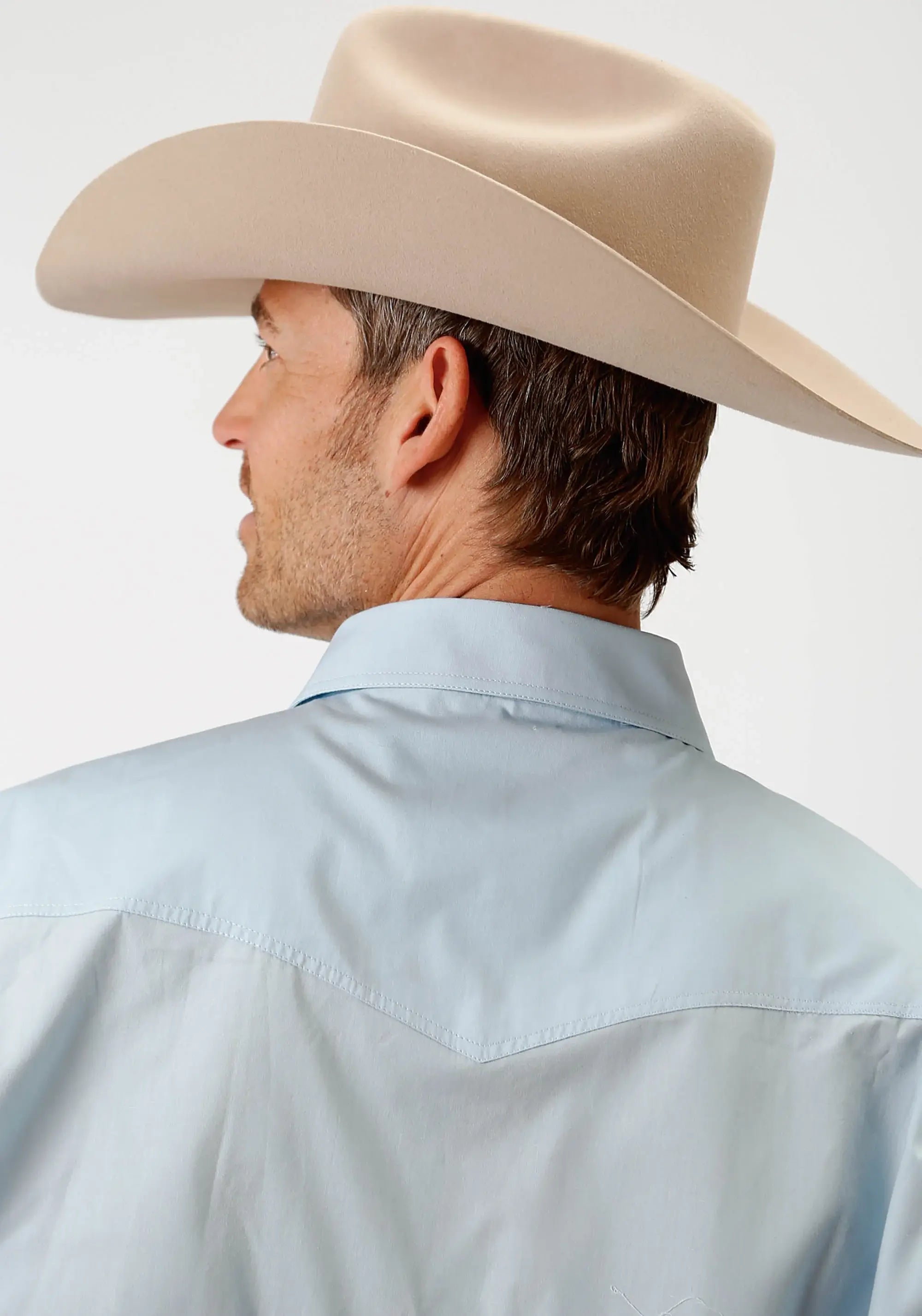 Roper Mens Blue Solid Long Sleeve Western Snap Shirt - Roper - Flyclothing LLC