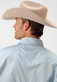Roper Mens Blue Solid Long Sleeve Western Snap Shirt - Roper