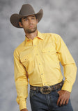 Roper Mens Yellow Solid Long Sleeve Western Snap Shirt - Roper