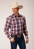 Roper Mens Long Sleeve Snap Independence Plaid Western Shirt - Roper