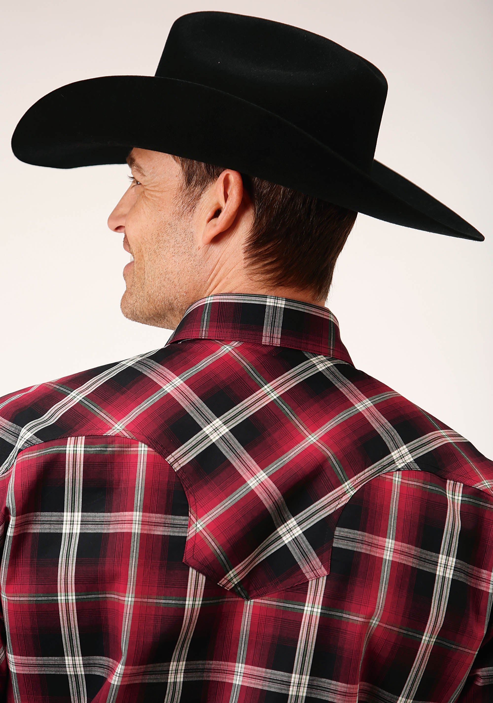 Roper Mens Long Sleeve Snap Saddle Plaid Western Shirt