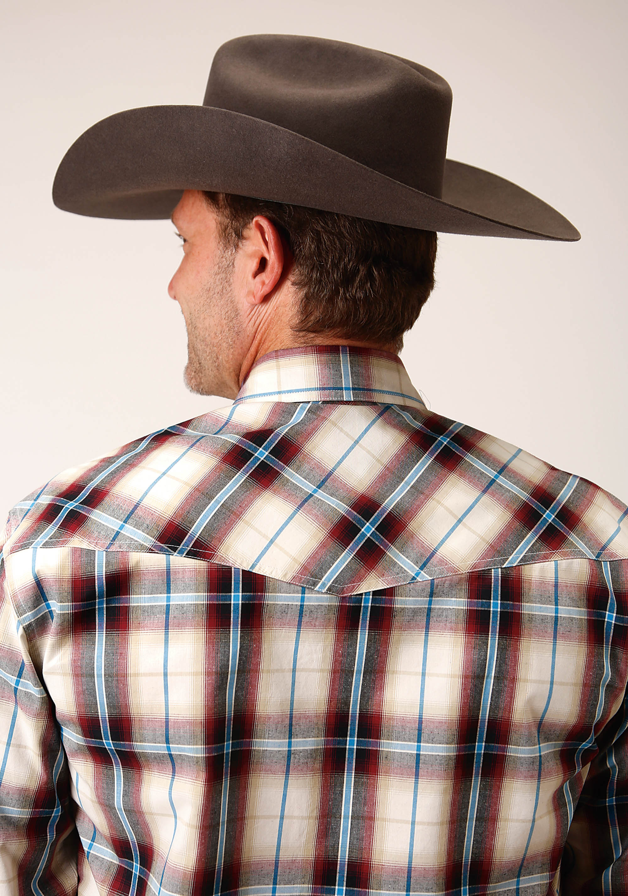 Roper Mens Long Sleeve Snap Red Canyon Plaid Western Shirt