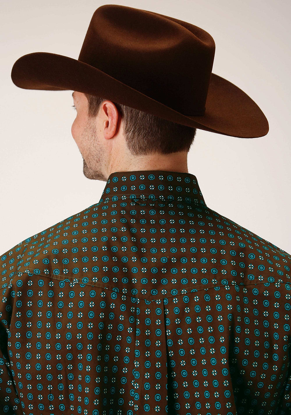 Roper Mens Long Sleeve Button Chocolate Agave Foulard Western Shirt - Roper - Flyclothing LLC