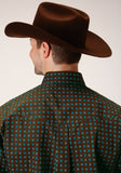 Roper Mens Long Sleeve Button Chocolate Agave Foulard Western Shirt - Roper