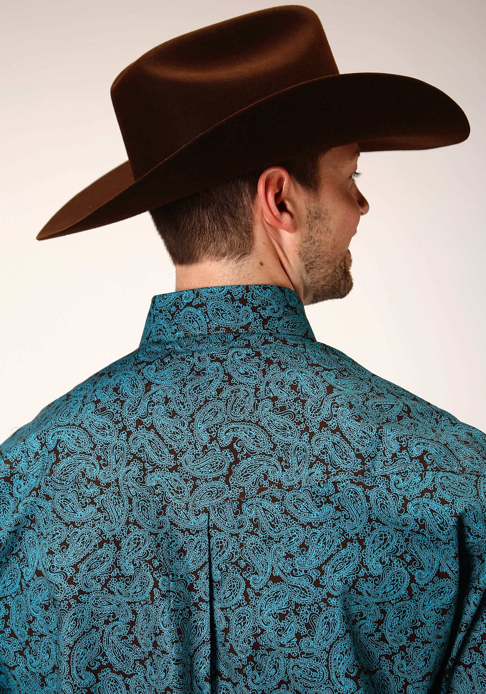 Roper Mens Long Sleeve Button Blue Agave Paisley Western Shirt - Roper - Flyclothing LLC