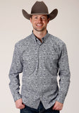 Roper Mens Long Sleeve Button Crystal Medallion Western Shirt - Roper