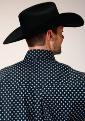 Roper Mens Long Sleeve Button New Star Foulard Western Shirt - Roper