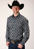 Roper Mens Long Sleeve Button Starry Night Paisley Western Shirt - Roper