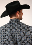 Roper Mens Long Sleeve Button Starry Night Paisley Western Shirt - Roper