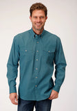 Roper Mens Long Sleeve Button Circuit Foulard Western Shirt - Roper