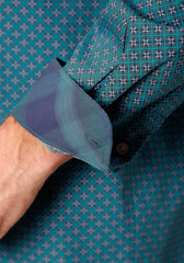 Roper Mens Long Sleeve Button Circuit Foulard Western Shirt - Roper