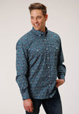 Roper Mens Long Sleeve Button Purple Sage Paisley Western Shirt - Roper