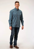 Roper Mens Long Sleeve Button Purple Sage Paisley Western Shirt - Roper