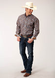Roper Mens Long Sleeve Button Country Paisley Western Shirt - Roper
