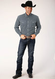 Roper Mens Long Sleeve Button Four Leaf Foulard Western Shirt - Roper